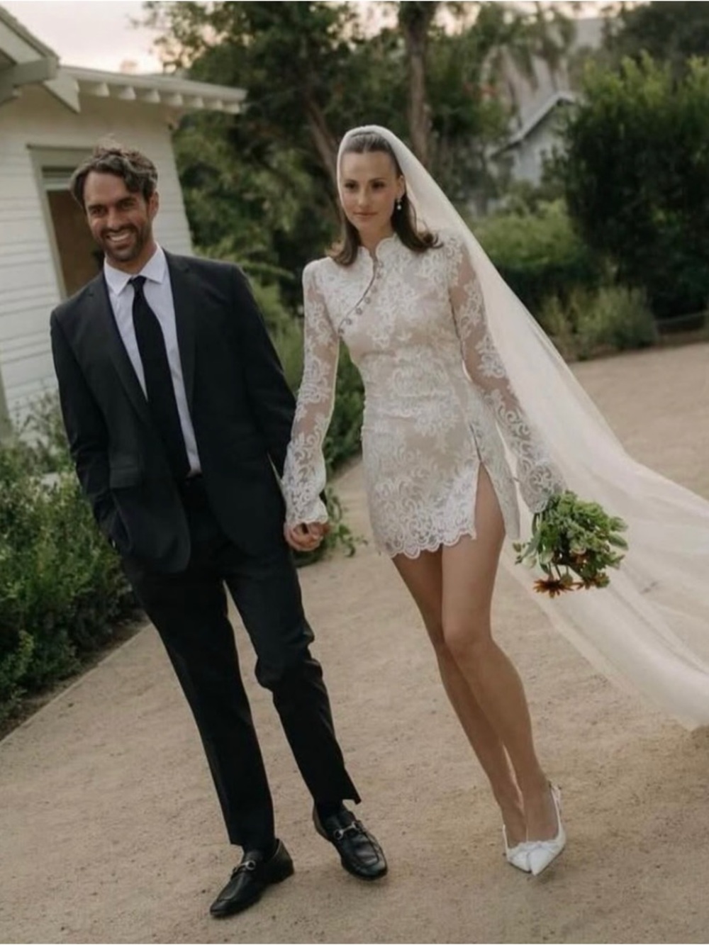 Stone Cold Fox Allure Timeless Classic White Lace Mini Bridal Dress ✨